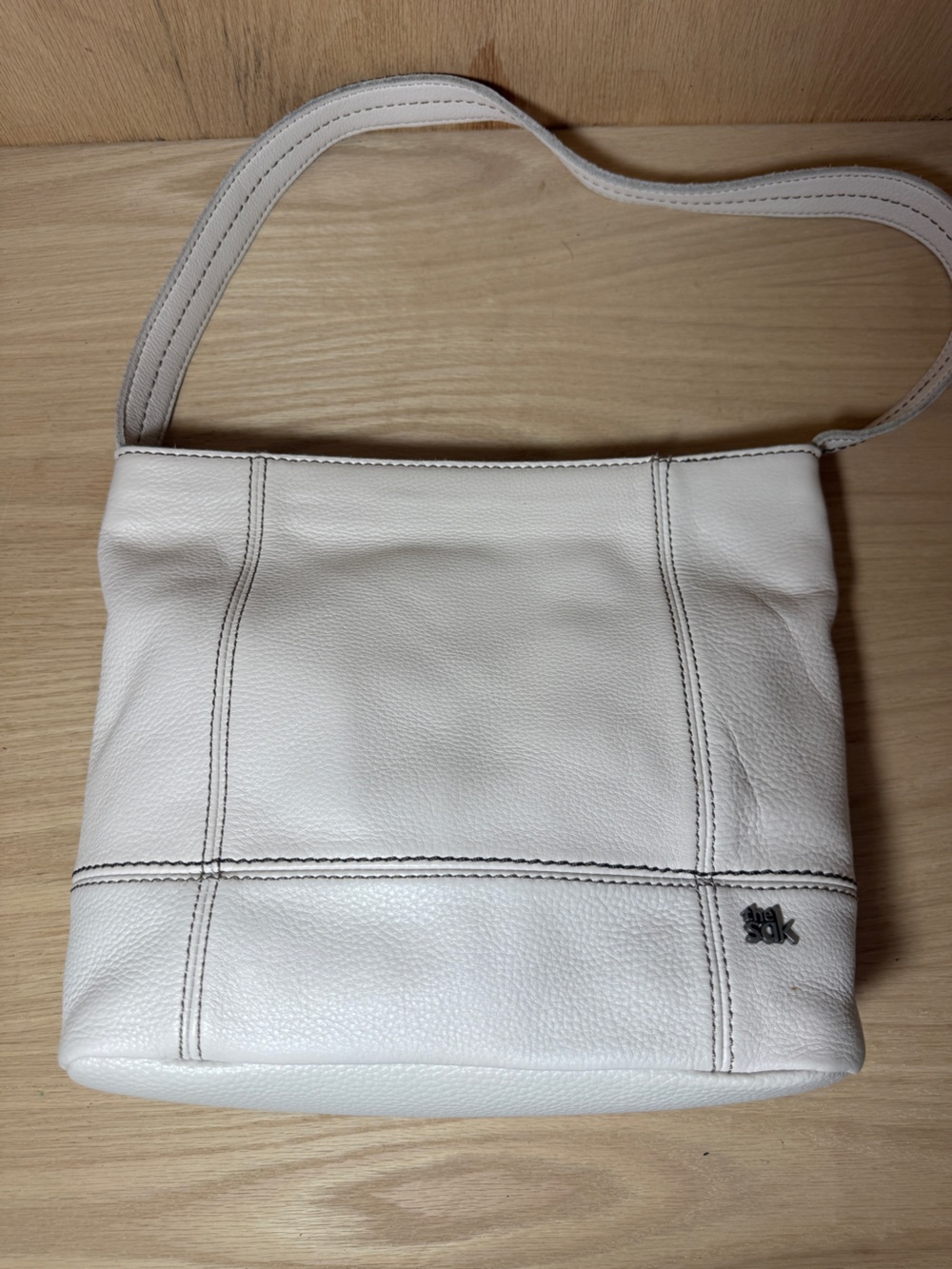The Sak De Young Leather Hobo Shoulder Bag Cream